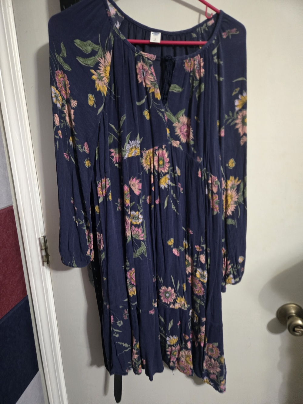 Old Navy Navy Floral Tiered Peasant Dress